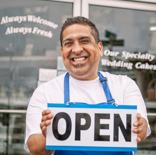 retail open sign wedding cakes store sqiare