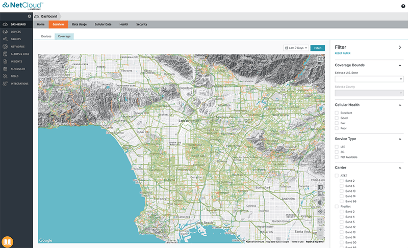 NetCloud coverage map