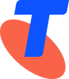 Telstra t logo orange and blue 300px