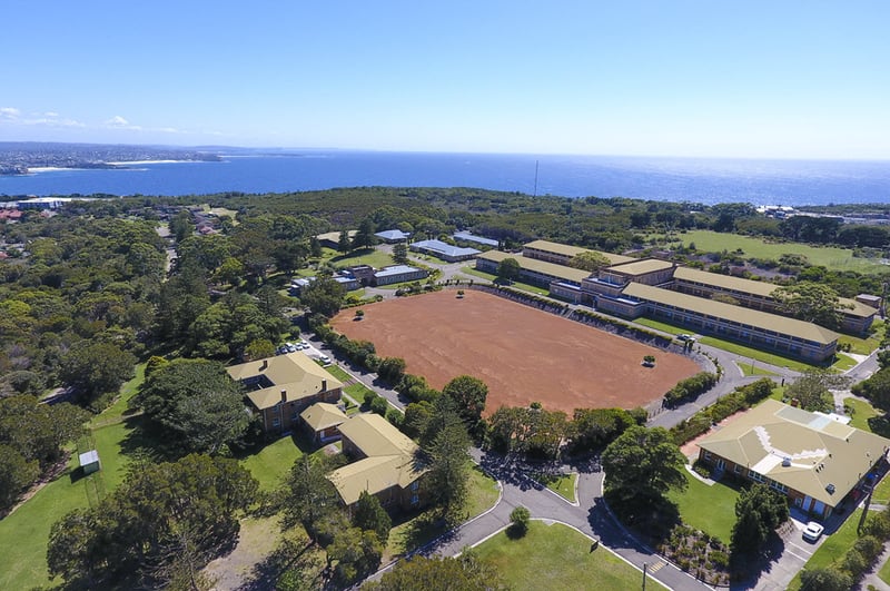 Wotso buildings with parade ground aerial view